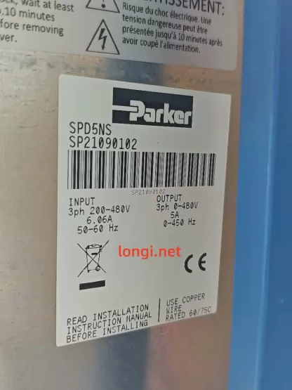 Parker SPD5NS Digital Servo Drive (SP21090102), 3-Phase 200–480V Input, 5A Output, With Cooling Fans, Good Condition - Image 2