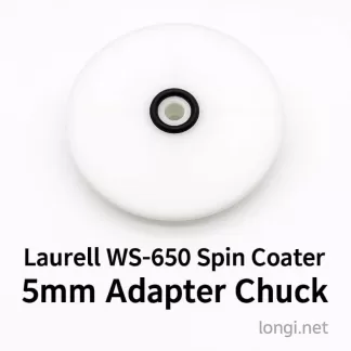 Brand new 5mm adapter chuck for Laurell WS-650 spin coaters. Made of chemical-resistant material with O-rings, ensures secure sample holding.
