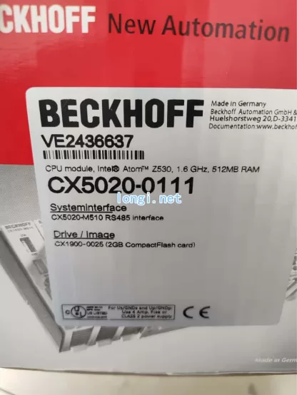 Beckhoff CX5020-0111 Embedded PC Controller (Intel Atom Z530, 512MB RAM, RS485 Interface)