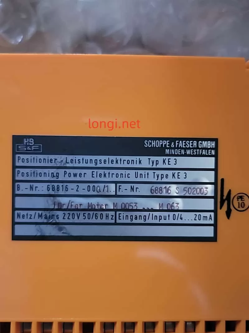 SCHOPPE & FAESER KE3 Positioning Power Electronic Unit 68816-2-000/1 (0–20mA, 220V)