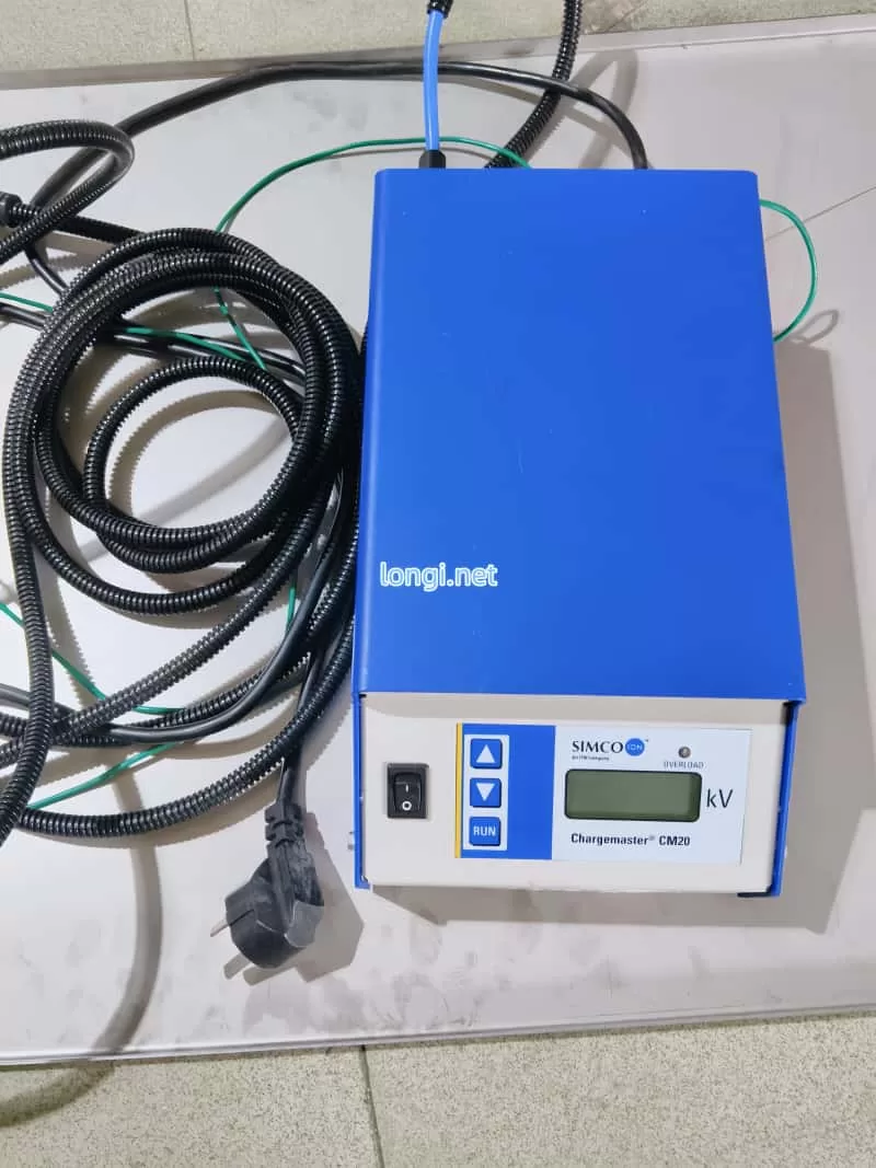 Close-up view of SIMCO-ION Chargemaster CM20 control panel and RUN button