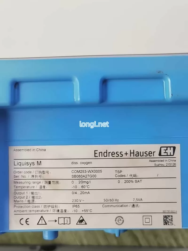 Endress+Hauser Liquisys M COM253-WX0005 nameplate and specifications