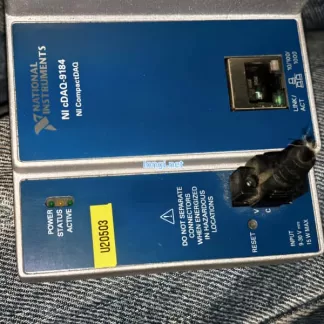 NI cDAQ-9184 CompactDAQ rear label and specifications