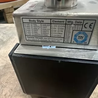 Gamma Vacuum Titan ion pump label and specifications