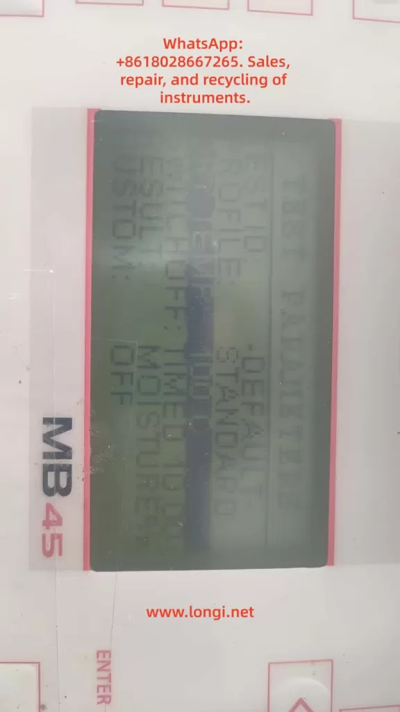 TEST PARAMETERS MENU OF MB45