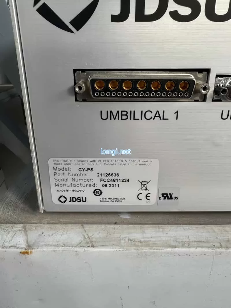 JDSU CY-PS controller back label showing model number and serial number F108235
