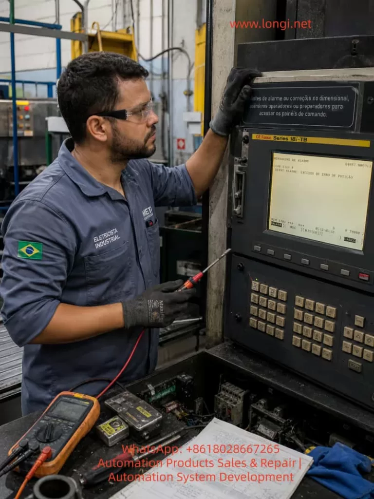 Engineers are repairing the Fanuc system