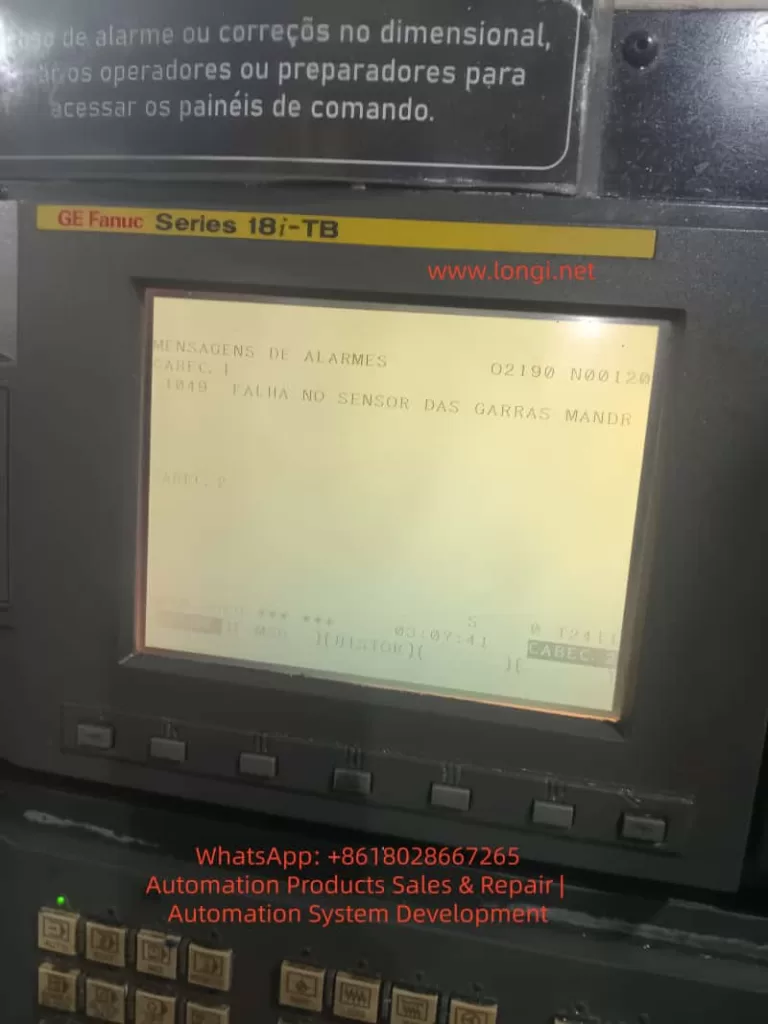 GE Fanuc 18i-TB CNC lathe chuck gripper sensor alarm status