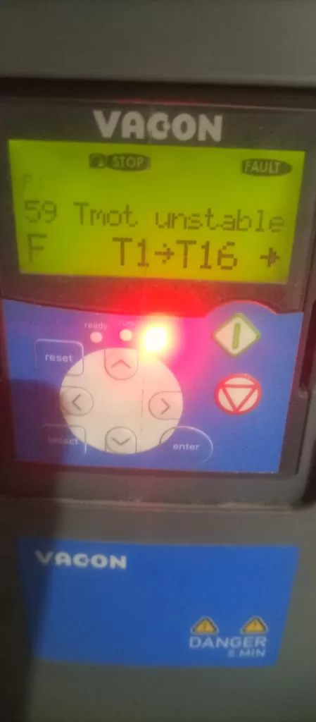 F59 fault of VACON VFD