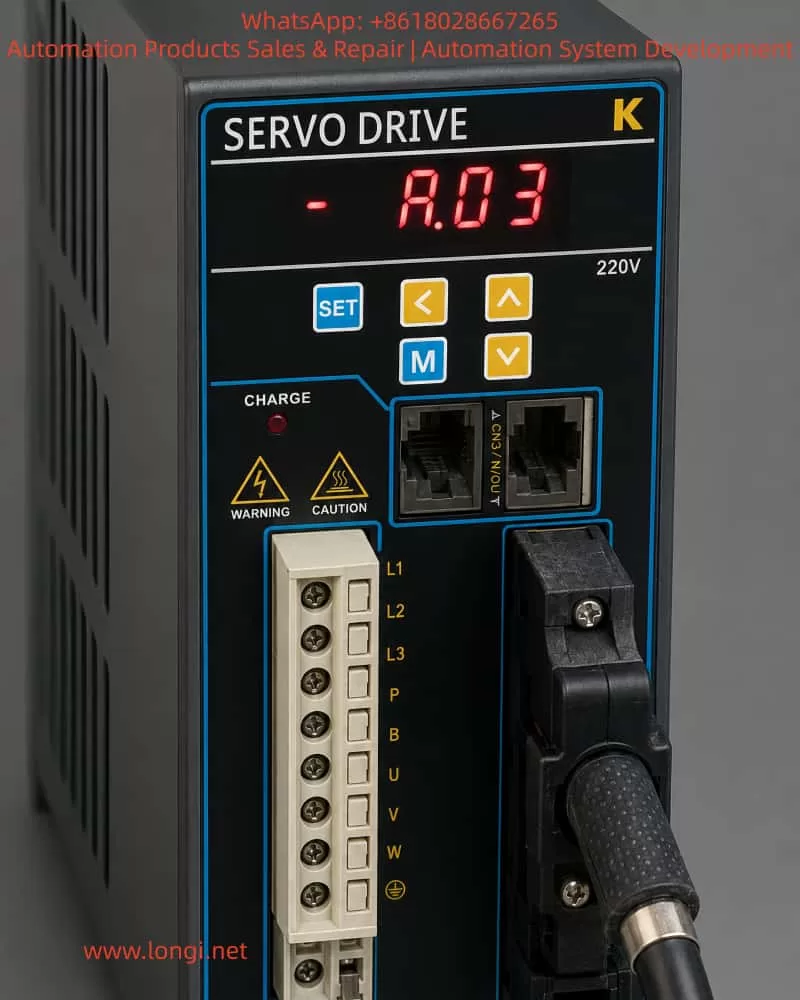 Front panel display showing A.03 alarm.