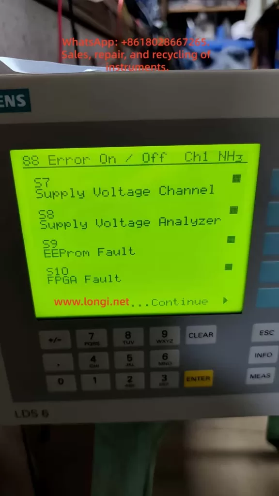 Siemens LDS 6 error configuration screen for NH3 channel showing enabled fault items including supply voltage, EEPROM fault, and FPGA fault