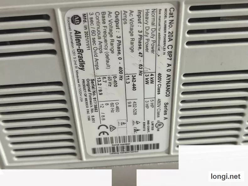 Allen-Bradley PowerFlex 70 20AC8P7 Frequency Drive product photo
