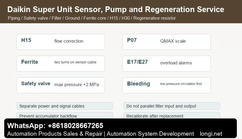 Daikin Super Unit pressure sensor pump replacement and regeneration service