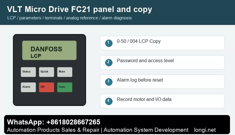 Danfoss FC21 LCP panel and parameter copy