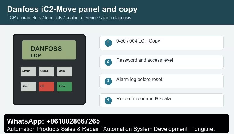Danfoss iC2-Move panel status and parameter setup