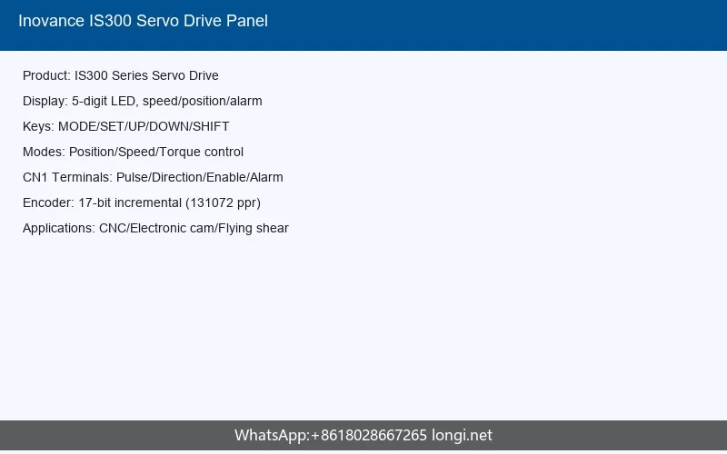 Inovance IS300 Servo Drive Panel