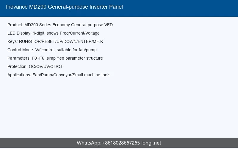 Inovance MD200 General-purpose Inverter Panel