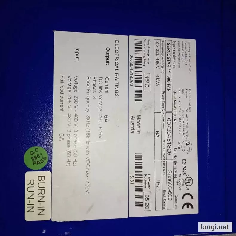 Kollmorgen SERVOSTAR 606-FAN S60600-600 Servo Drive product photo
